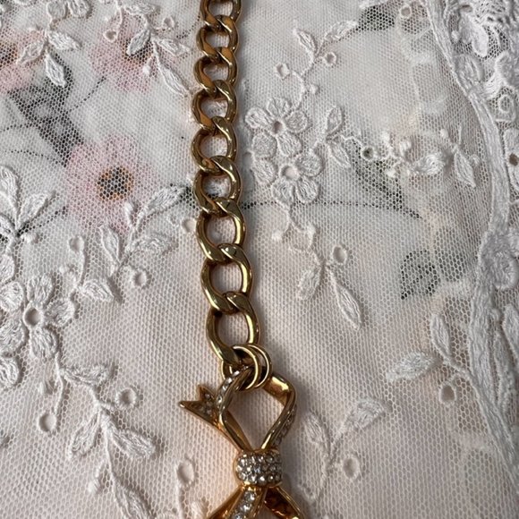 Juicy Couture Bracelet Gold Plated LinksGold Bow with Crystals - Picture 9 of 11